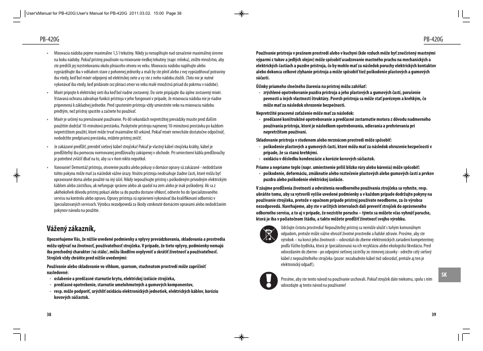 Vážený zákazník, Pb-420g | Dyras PB-420G User Manual | Page 20 / 29