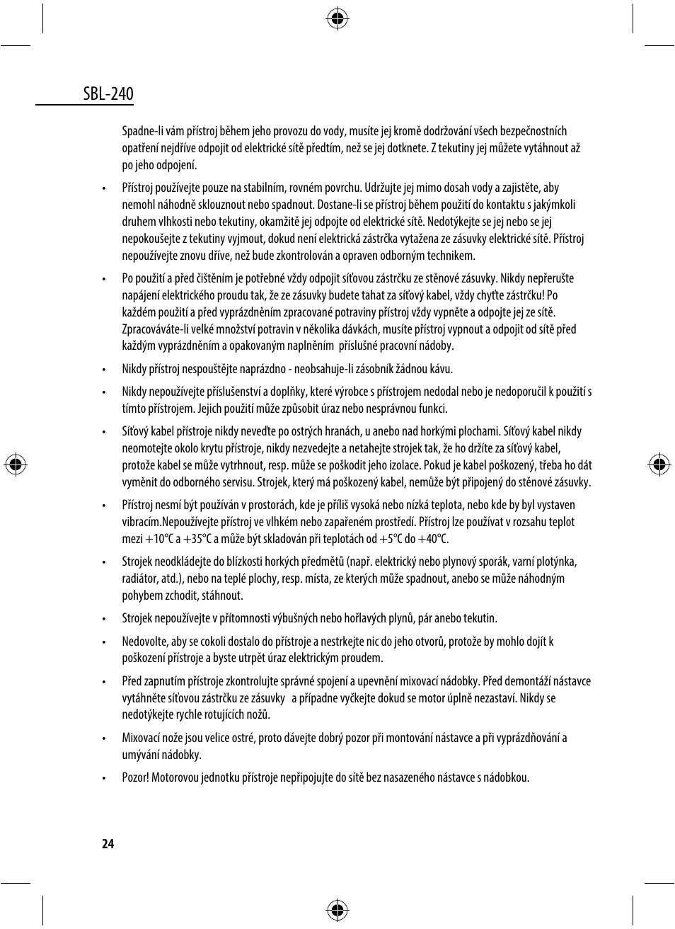Sbl-240 | Dyras SBL-240 User Manual | Page 24 / 53