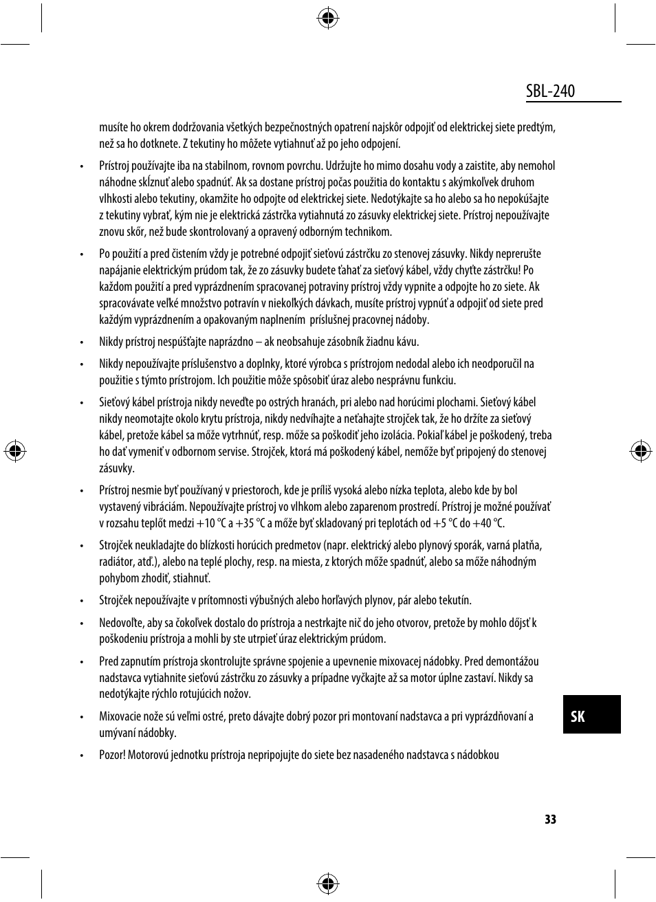 Sbl-240 | Dyras SBL-240 User Manual | Page 33 / 53