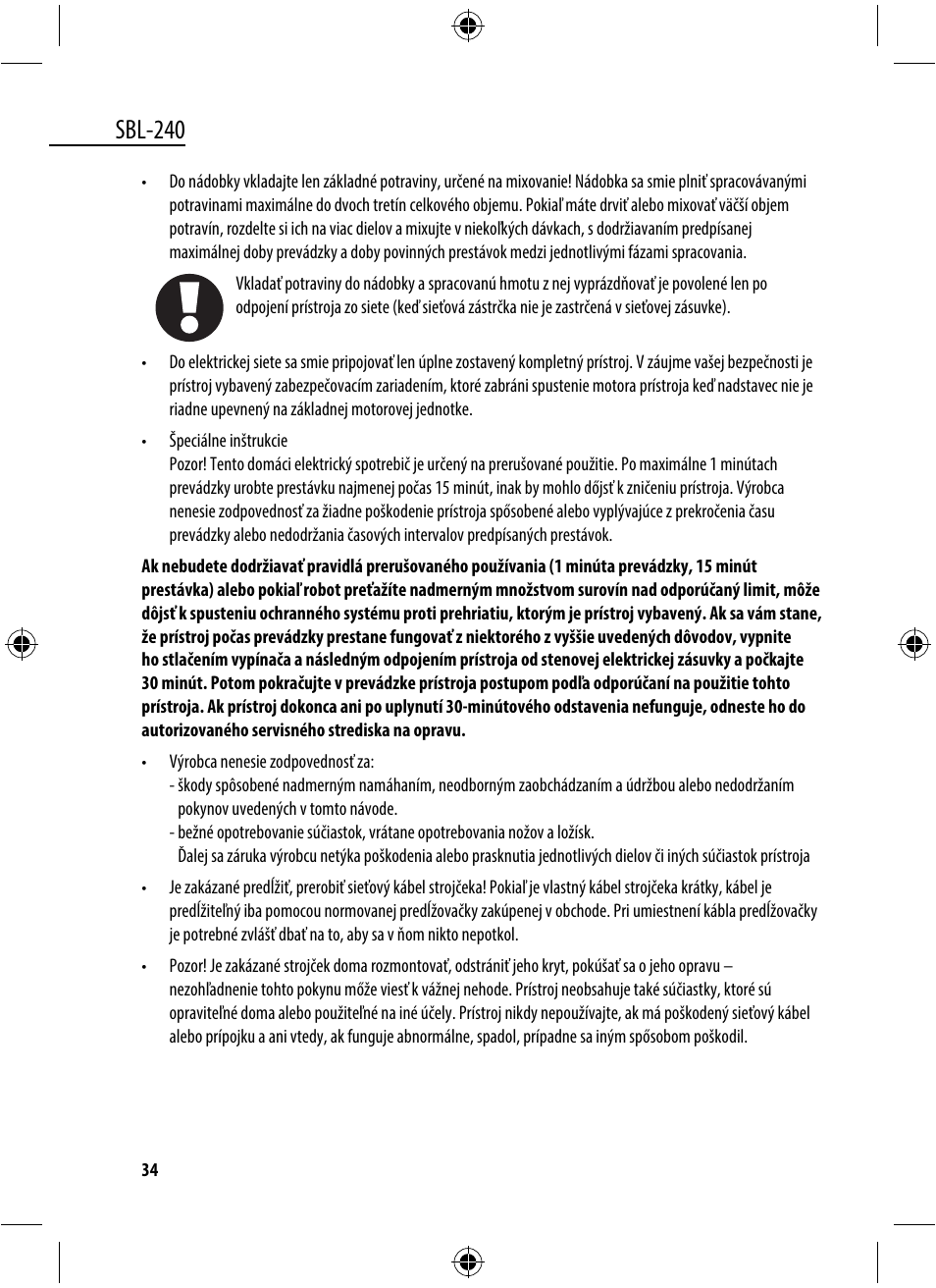 Sbl-240 | Dyras SBL-240 User Manual | Page 34 / 53