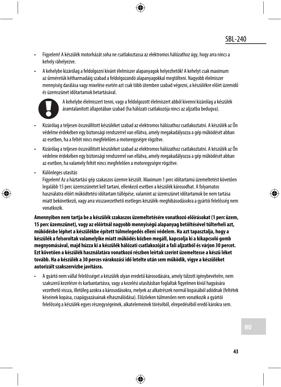 Sbl-240 | Dyras SBL-240 User Manual | Page 43 / 53