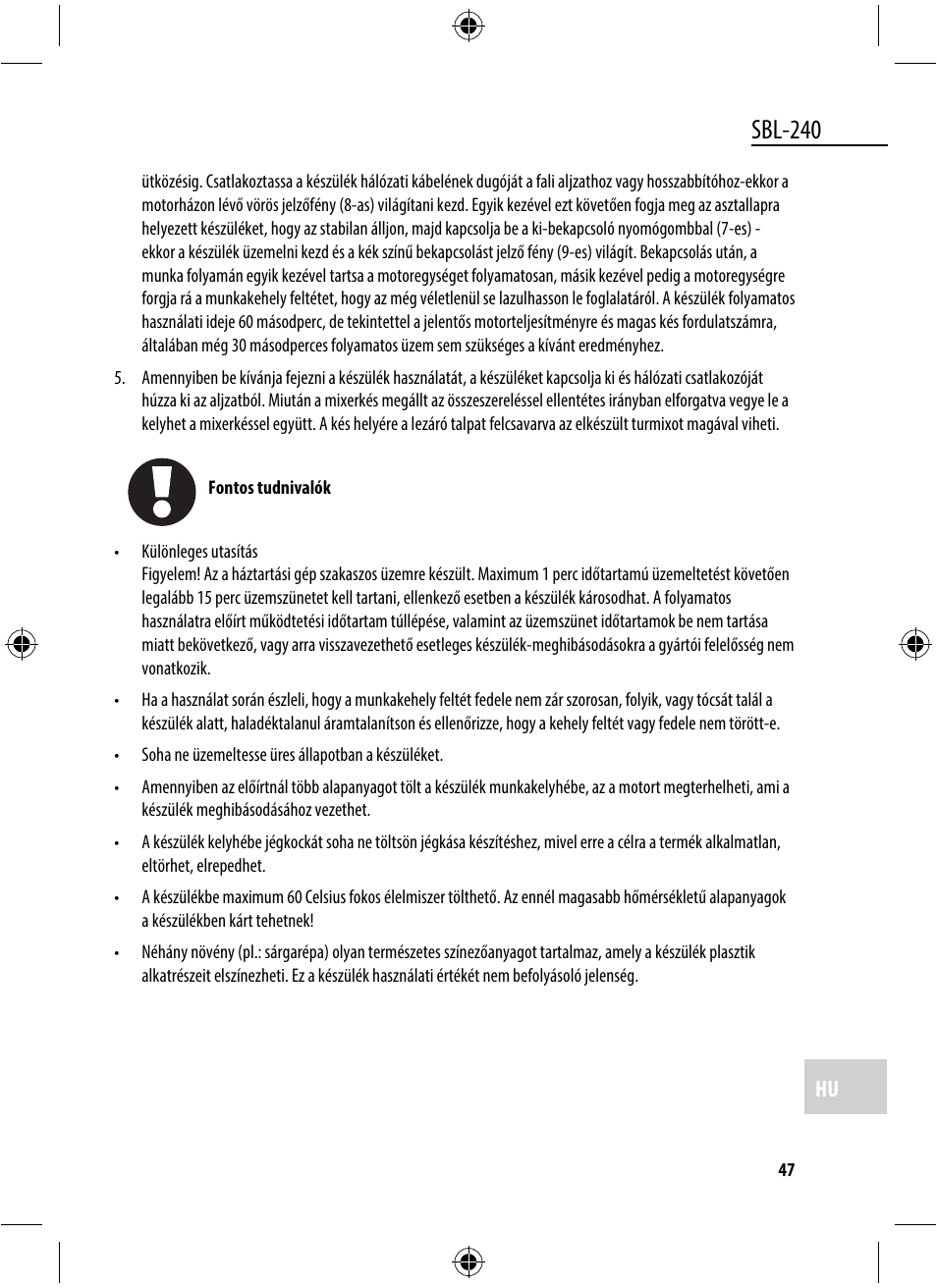 Sbl-240 | Dyras SBL-240 User Manual | Page 47 / 53