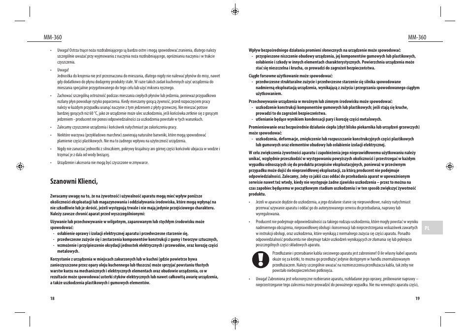 Szanowni klienci, Mm-360 | Dyras MM-360 User Manual | Page 10 / 31
