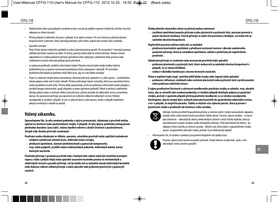 Vážený zákazníku, Cffg-110 | Dyras CFFG-110 User Manual | Page 12 / 23