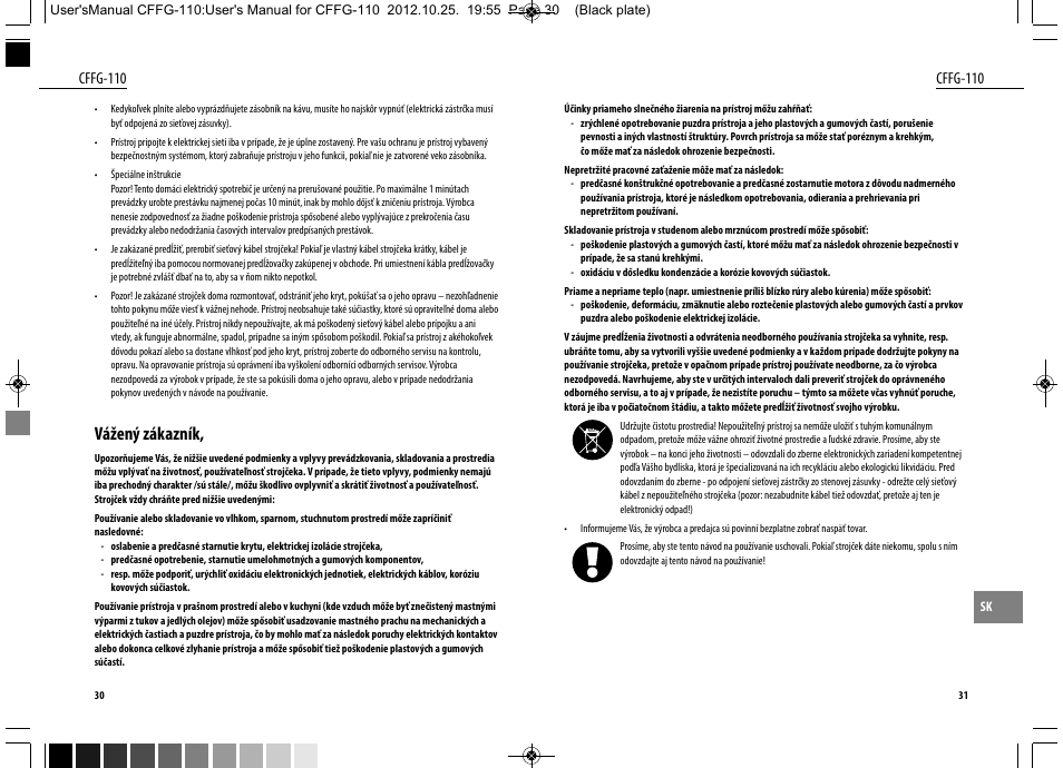 Vážený zákazník, Cffg-110 | Dyras CFFG-110 User Manual | Page 16 / 23