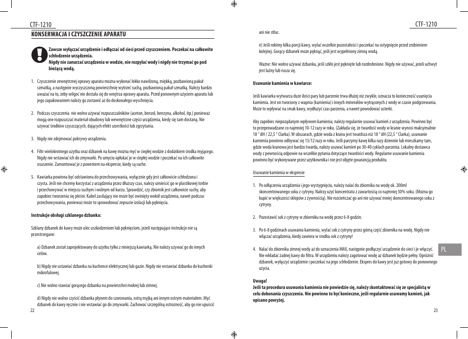 Ctf-1210, Ctf-1210 pl | Dyras CTF-1210 User Manual | Page 12 / 29