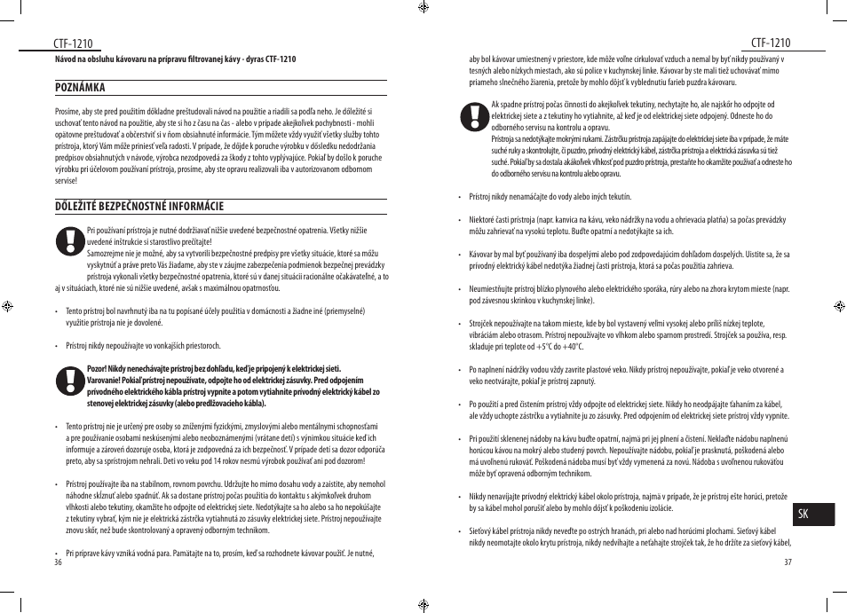 Ctf-1210, Ctf-1210 sk | Dyras CTF-1210 User Manual | Page 19 / 29