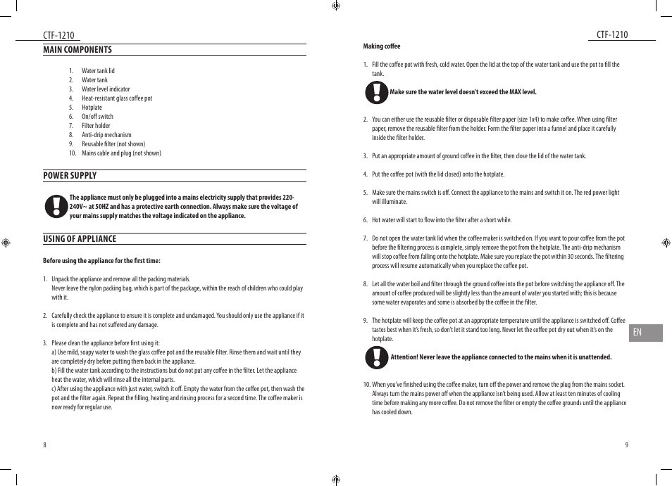 Dyras CTF-1210 User Manual | Page 5 / 29