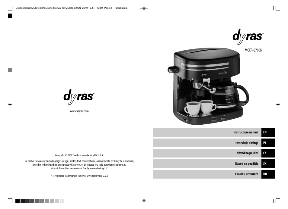 Dyras MCKR-8700N User Manual | Page 2 / 43