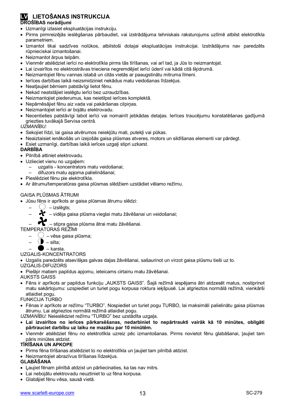 Scarlett SC-279 User Manual | Page 13 / 18