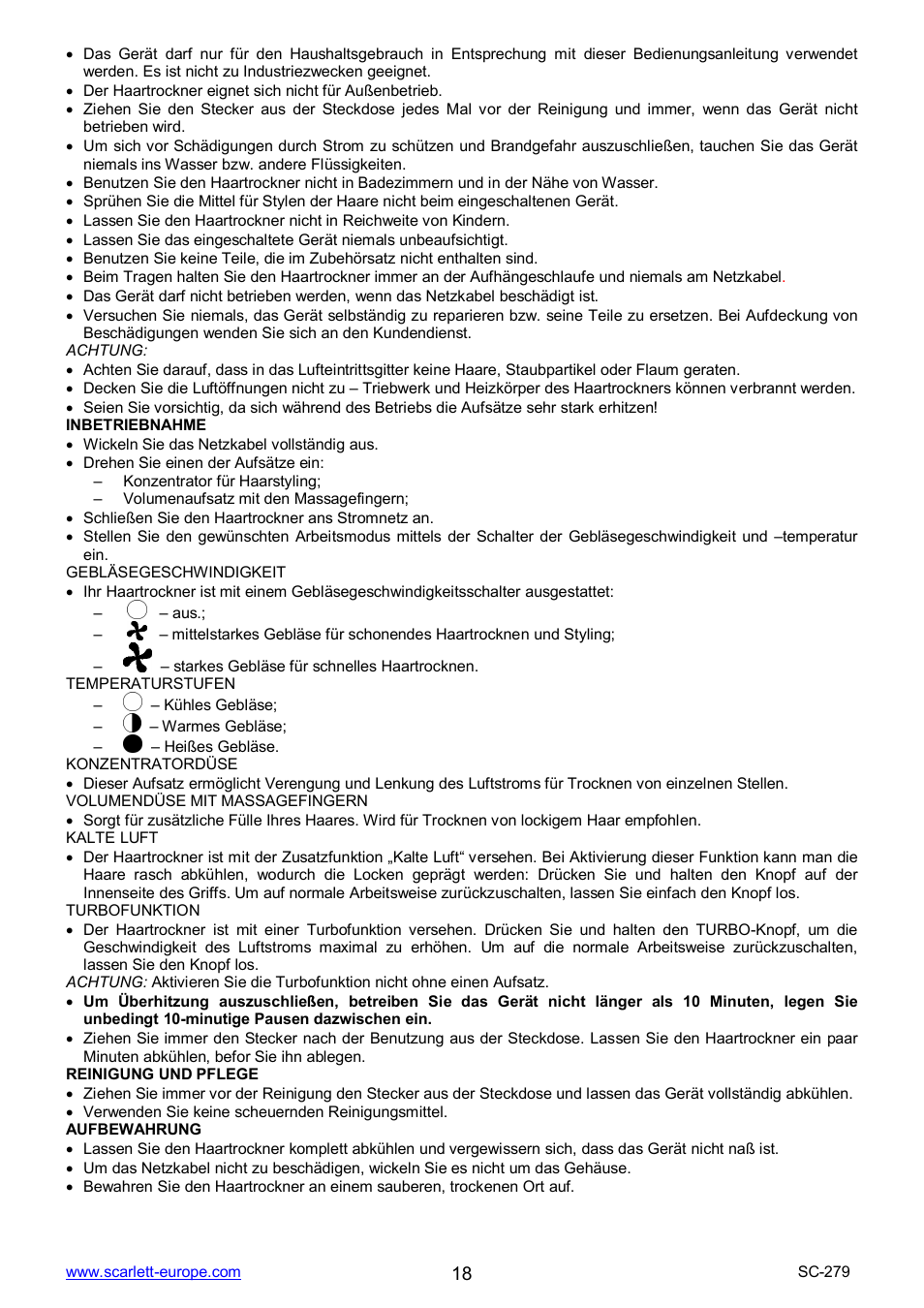 Scarlett SC-279 User Manual | Page 18 / 18