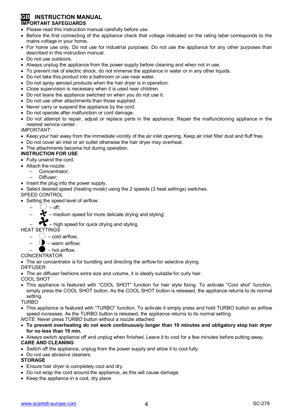 Scarlett SC-279 User Manual | Page 4 / 18