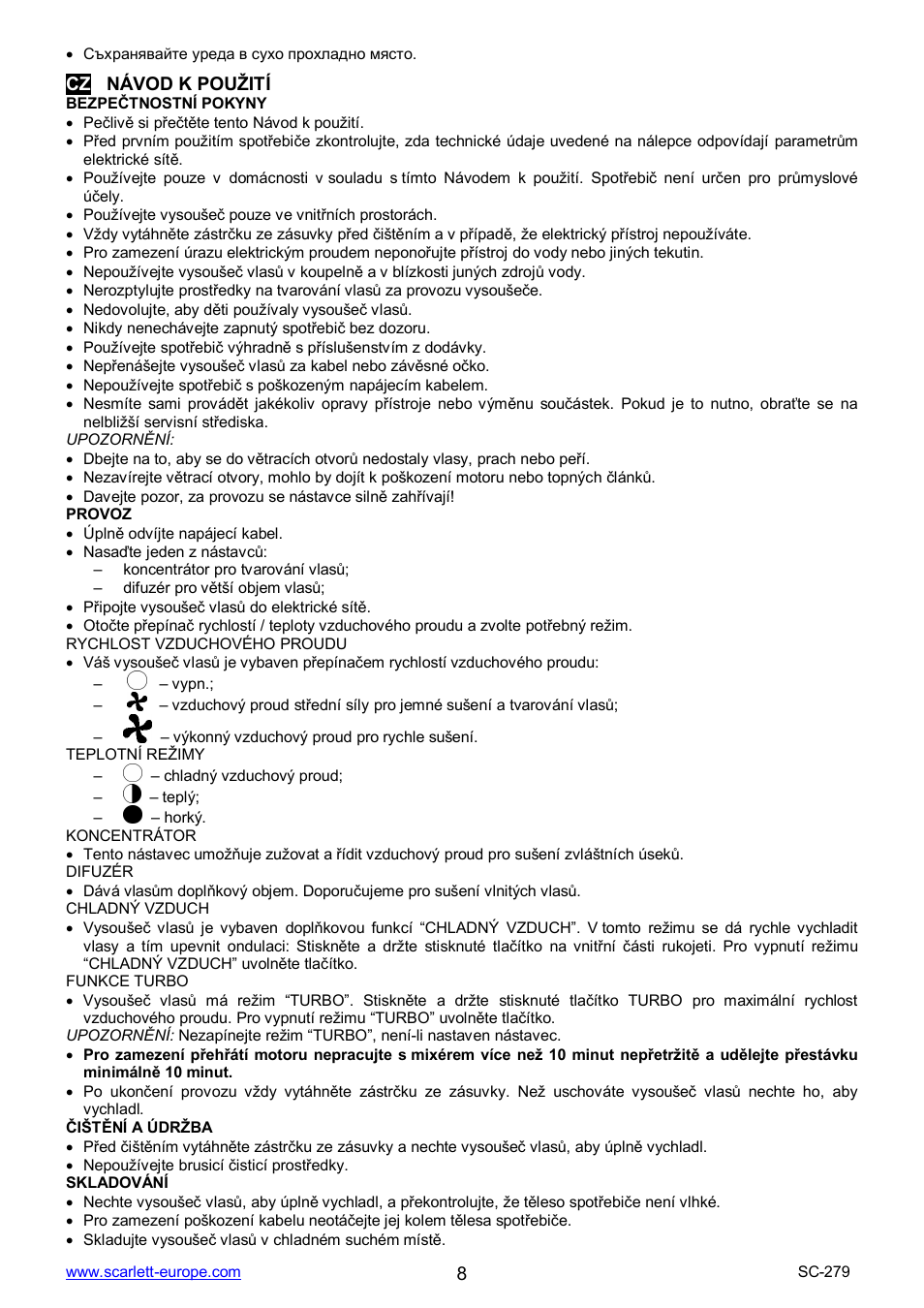 Scarlett SC-279 User Manual | Page 8 / 18