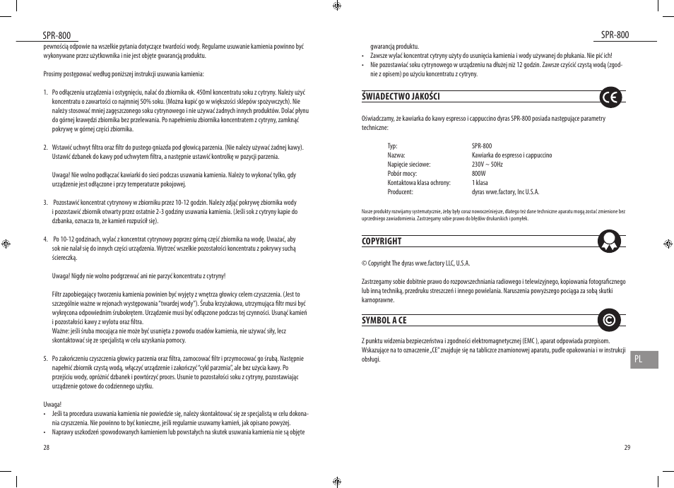 Spr-800, Spr-800 pl | Dyras SPR-800 User Manual | Page 15 / 37