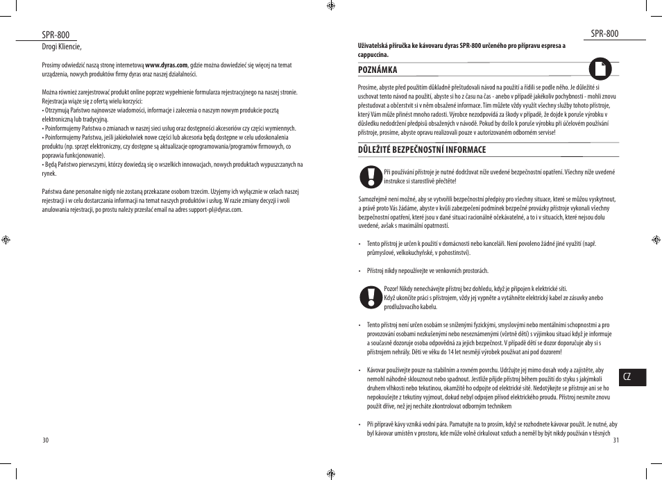 Spr-800 cz, Spr-800 | Dyras SPR-800 User Manual | Page 16 / 37