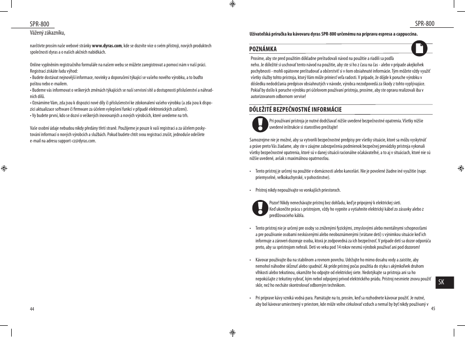 Spr-800 sk, Spr-800 | Dyras SPR-800 User Manual | Page 23 / 37