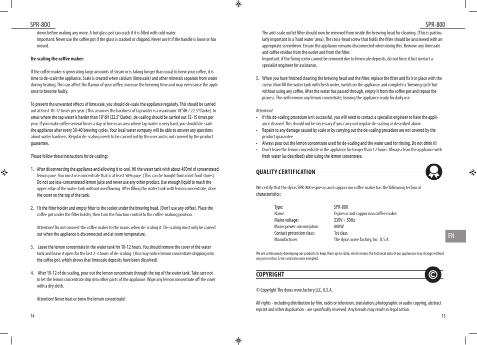 Dyras SPR-800 User Manual | Page 8 / 37