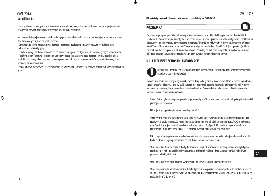Cwt-2018 cz, Cwt-2018 | Dyras CWT-2018 User Manual | Page 12 / 27