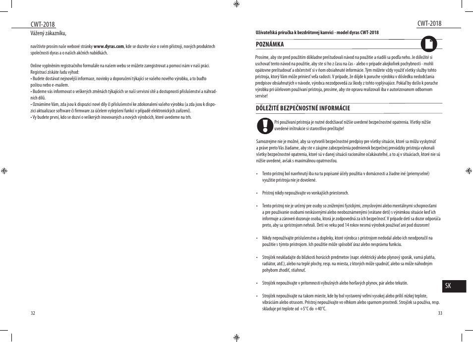 Cwt-2018 sk, Cwt-2018 | Dyras CWT-2018 User Manual | Page 17 / 27