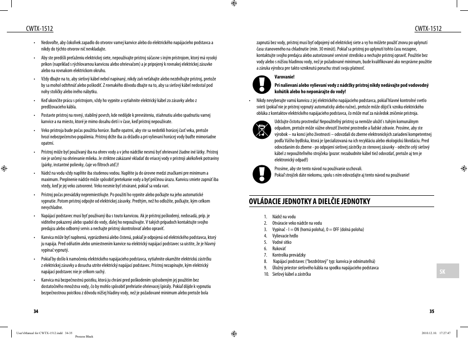 Ovládacie jednotky a dielčie jednotky, Cwtx-1512 | Dyras CWTX-1512 User Manual | Page 18 / 25