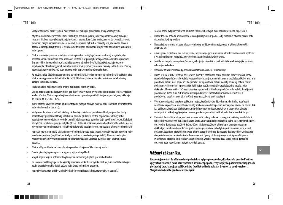 Vážený zákazníku, Trt-1100 | Dyras TRT-1100 User Manual | Page 13 / 27