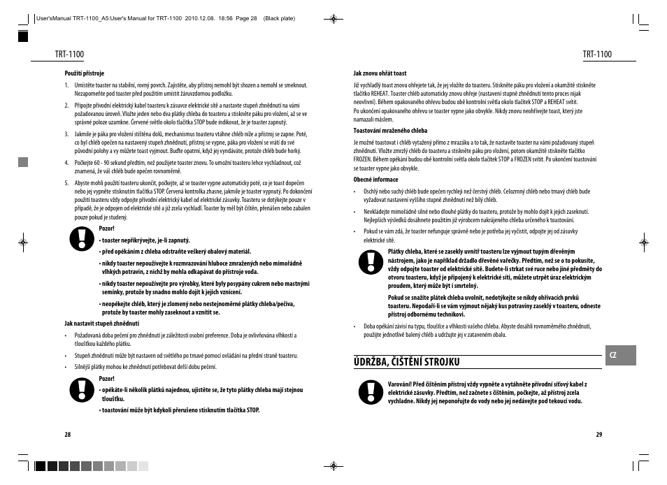 Údržba, čištění strojku, Trt-1100 | Dyras TRT-1100 User Manual | Page 15 / 27