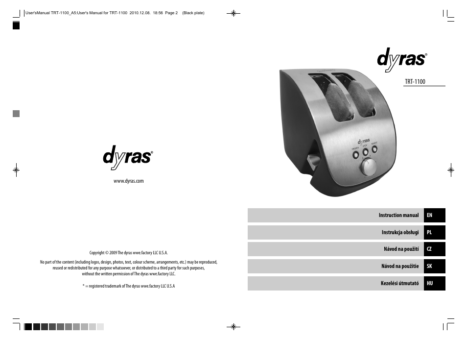 Dyras TRT-1100 User Manual | Page 2 / 27