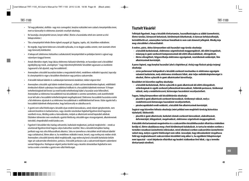 Tisztelt vásárló, Trt-1100 | Dyras TRT-1100 User Manual | Page 23 / 27