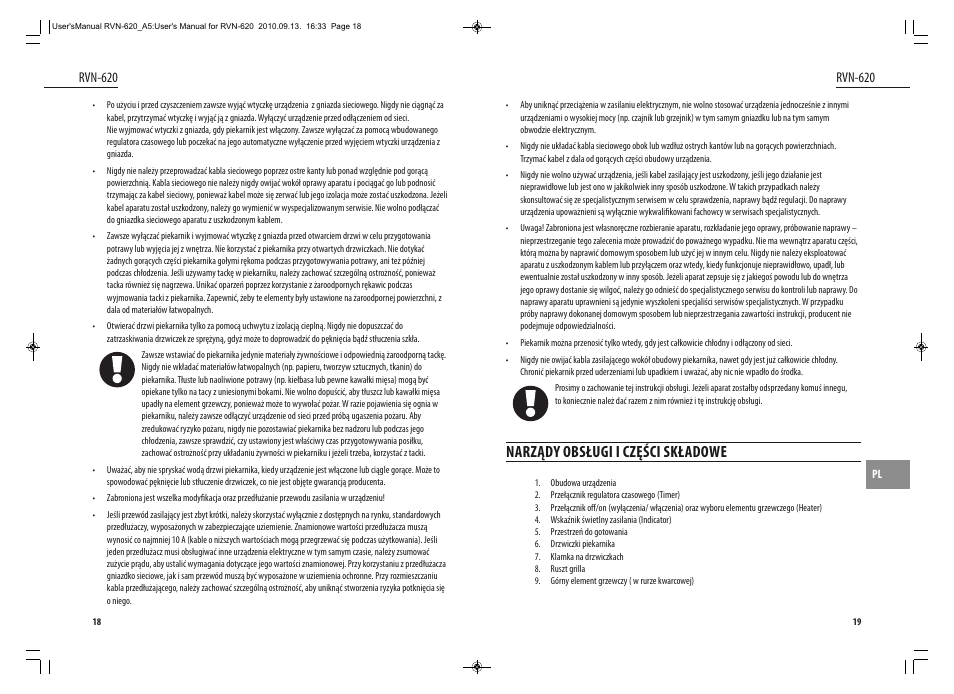 Narządy obsługi i części składowe, Rvn-620 | Dyras RVN-620 User Manual | Page 10 / 29