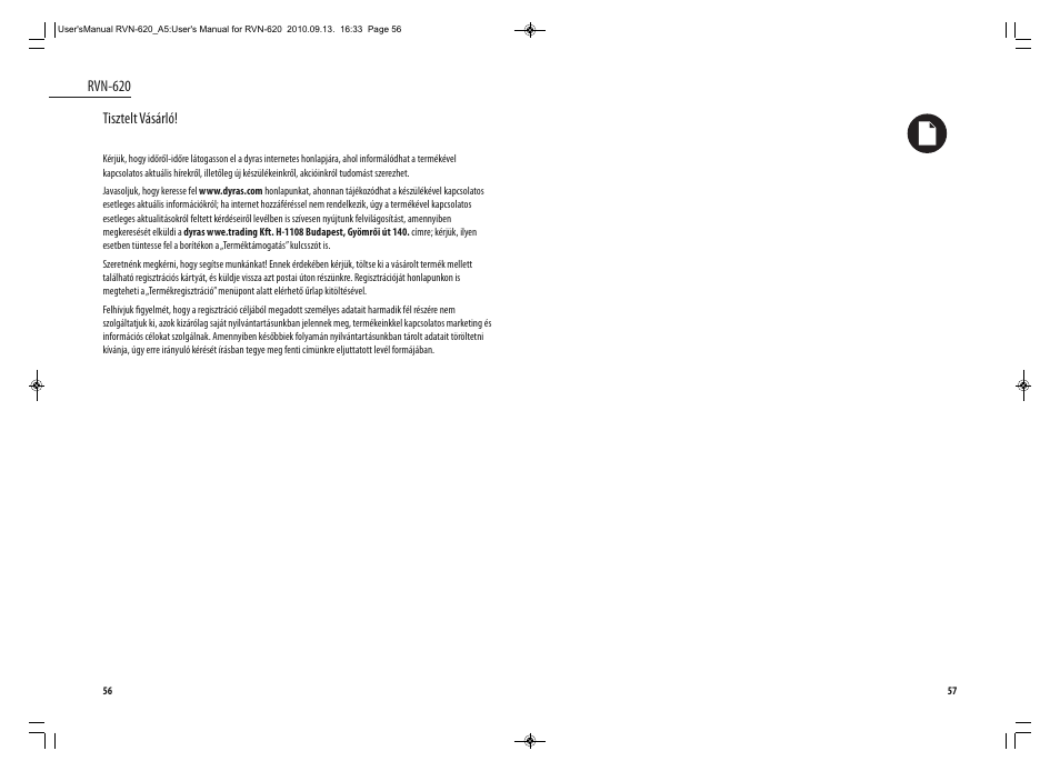 Dyras RVN-620 User Manual | Page 29 / 29