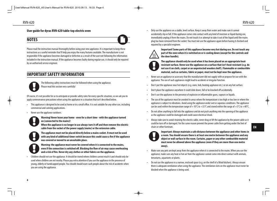 Important safety information, Rvn-620 | Dyras RVN-620 User Manual | Page 3 / 29
