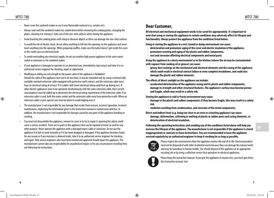 Dear customer, Mtst-780 | Dyras MTST-780 User Manual | Page 4 / 29