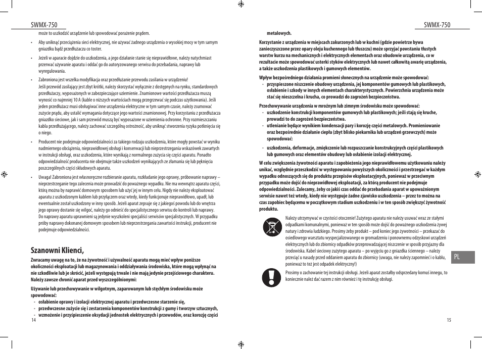 Szanowni klienci, Swmx-750, Swmx-750 pl | Dyras SWMX-750 User Manual | Page 8 / 23