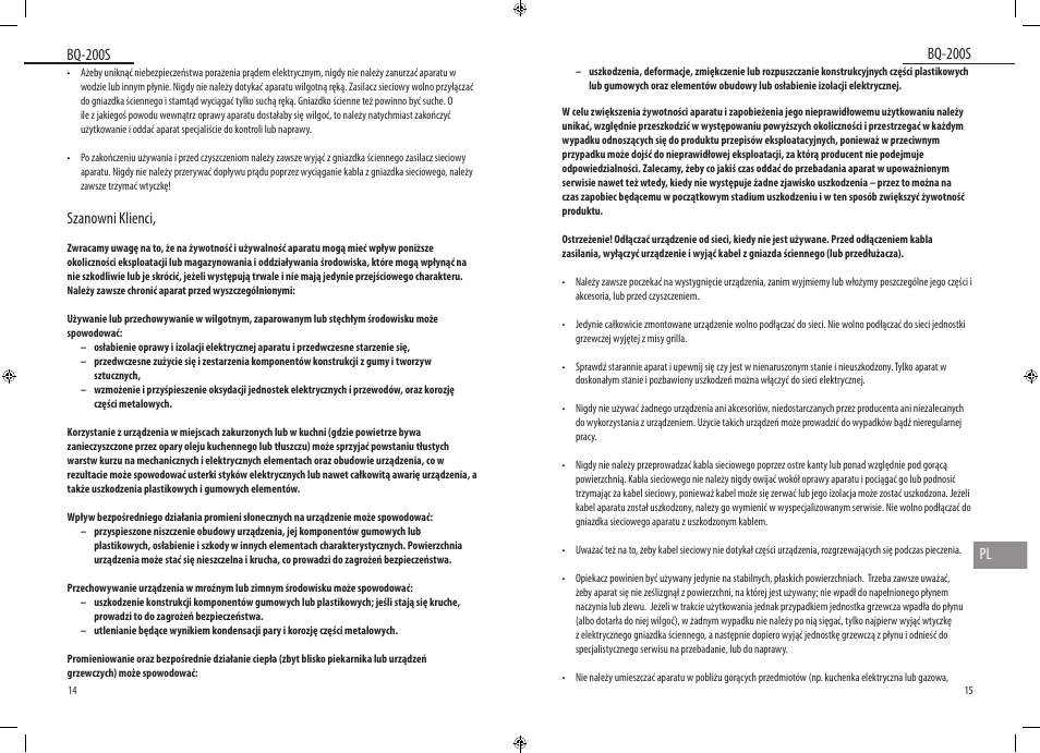 Bq-200s, Bq-200s pl, Szanowni klienci | Dyras BQ-200S User Manual | Page 8 / 27