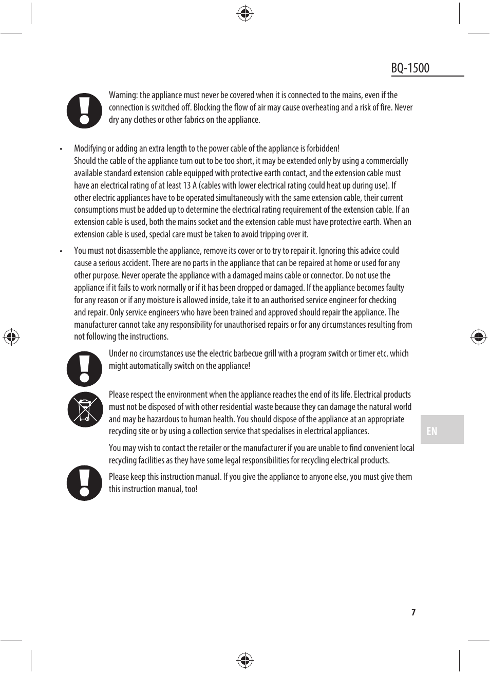 Bq-1500 | Dyras BQ-1500 User Manual | Page 7 / 49