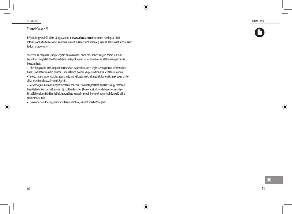 Dyras HDM-202 User Manual | Page 31 / 31