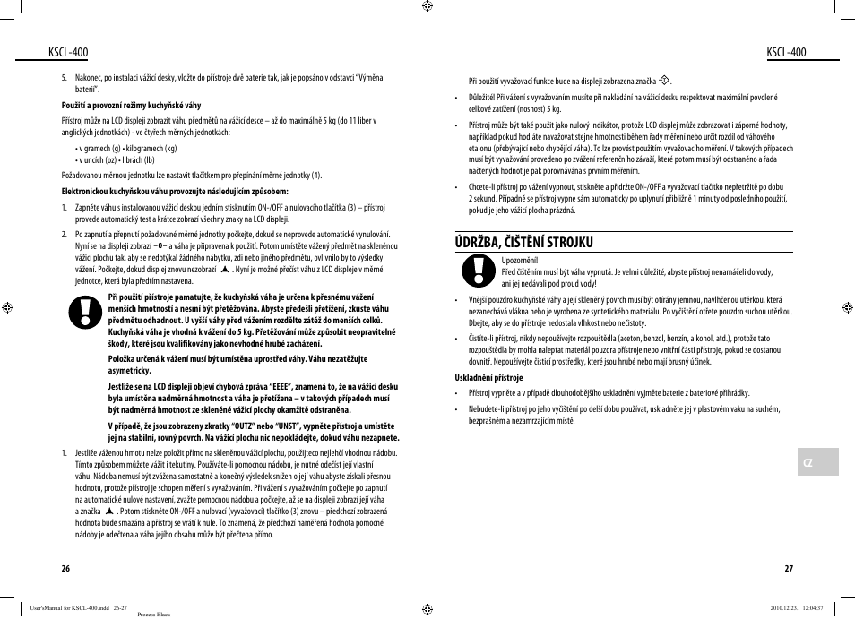 Údržba, čištění strojku, Kscl-400 | Dyras KSCL-400 User Manual | Page 14 / 25