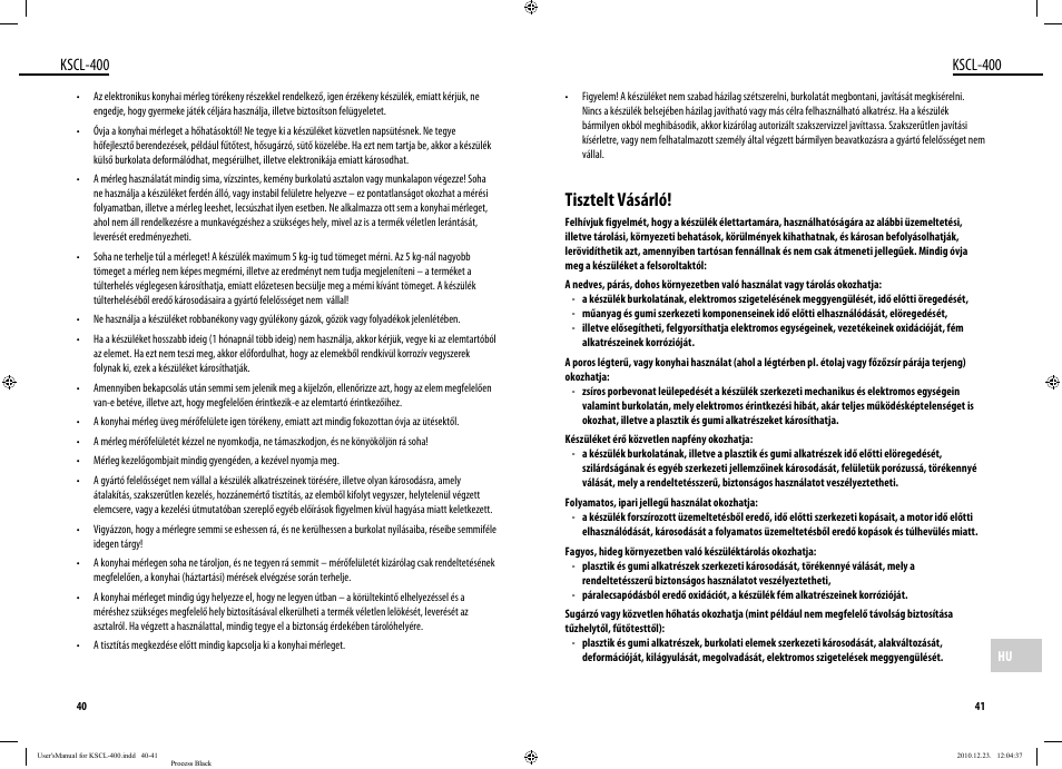 Tisztelt vásárló, Kscl-400 | Dyras KSCL-400 User Manual | Page 21 / 25