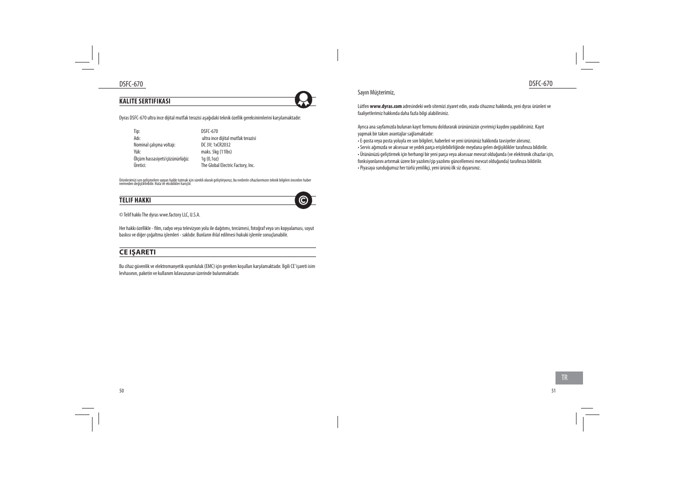 Dyras DSFC-670 User Manual | Page 26 / 27