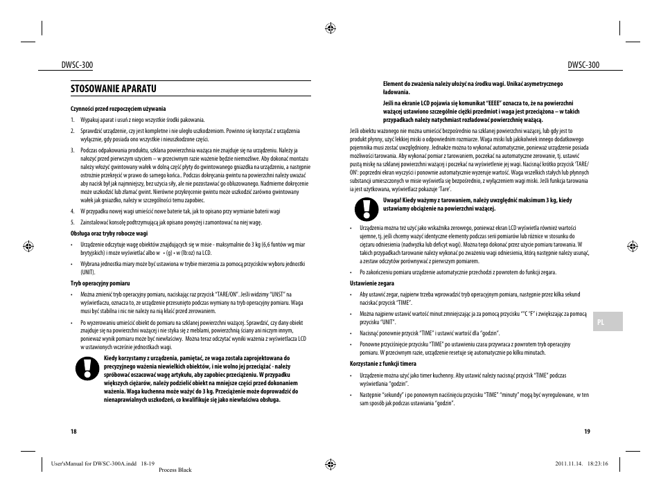 Stosowanie aparatu, Dwsc-300 | Dyras DWSC-300 User Manual | Page 10 / 29