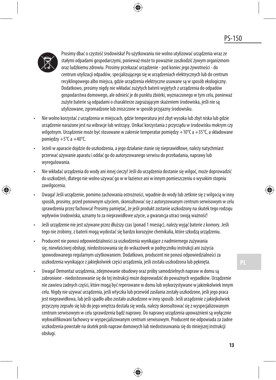 Ps-150 | Dyras PS-150 User Manual | Page 13 / 41