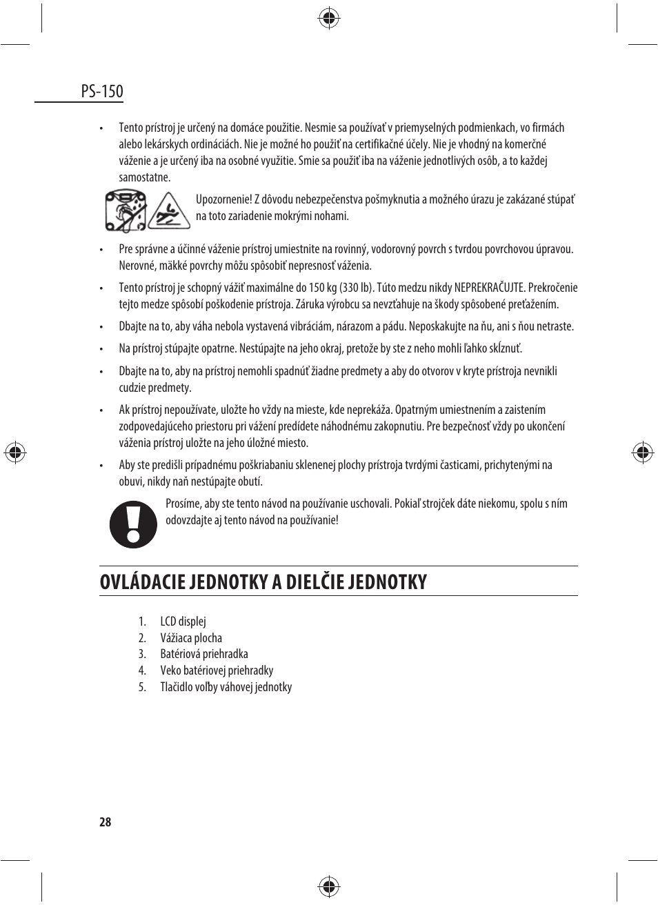 Ovládacie jednotky a dielčie jednotky, Ps-150 | Dyras PS-150 User Manual | Page 28 / 41