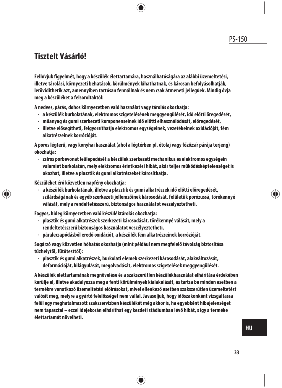 Tisztelt vásárló, Ps-150 | Dyras PS-150 User Manual | Page 33 / 41