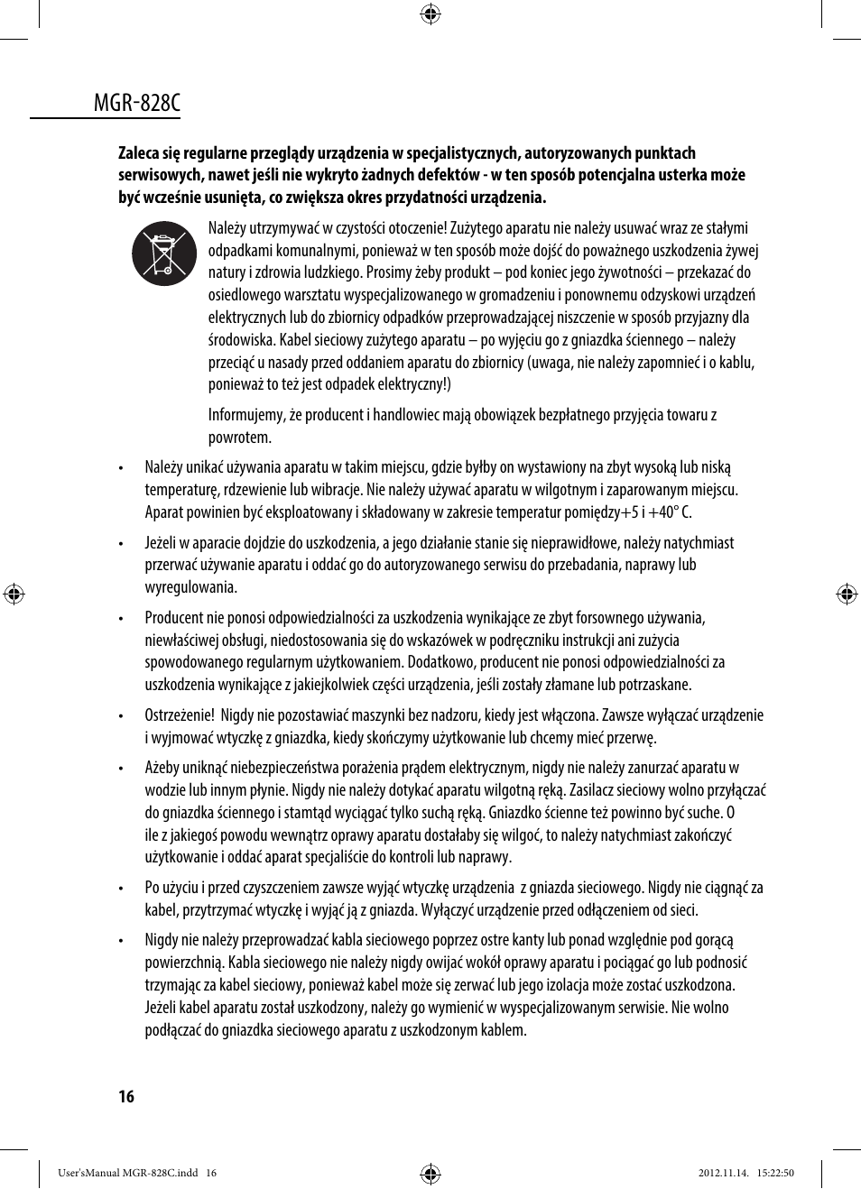 Mgr-828c | Dyras MGR-828C User Manual | Page 16 / 57