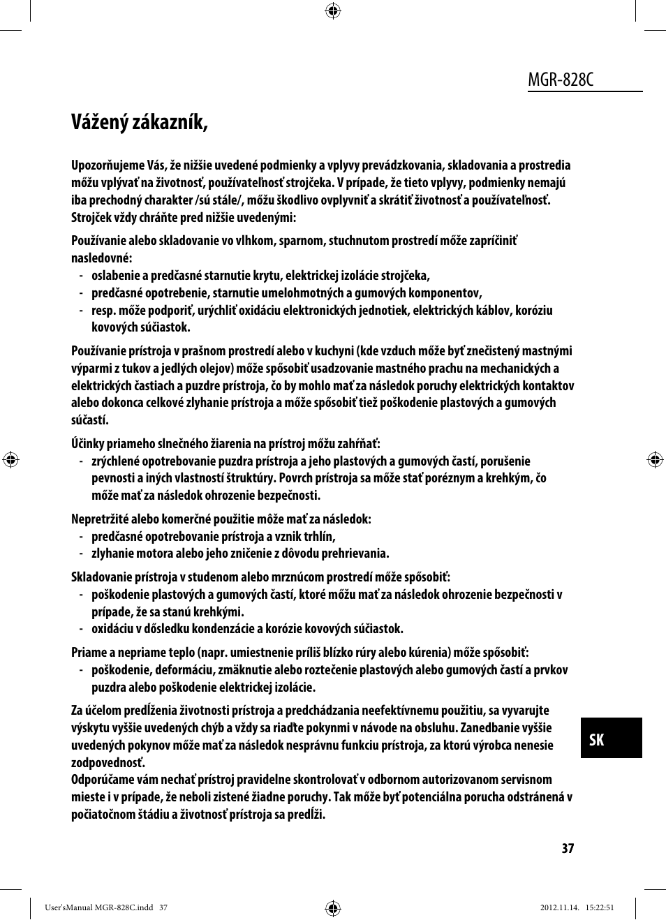 Vážený zákazník, Mgr-828c | Dyras MGR-828C User Manual | Page 37 / 57