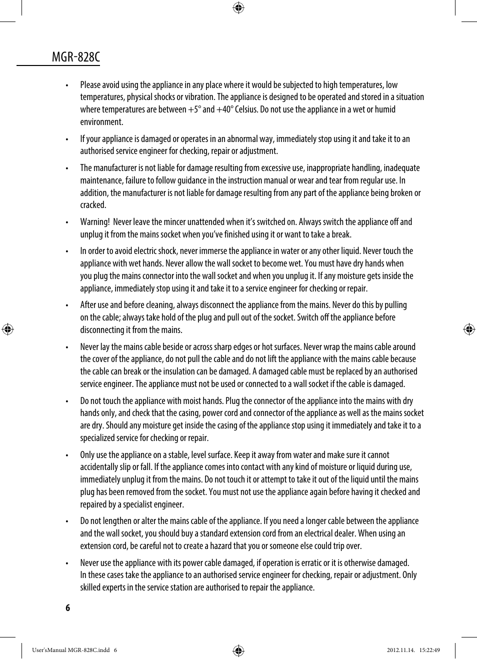 Mgr-828c | Dyras MGR-828C User Manual | Page 6 / 57