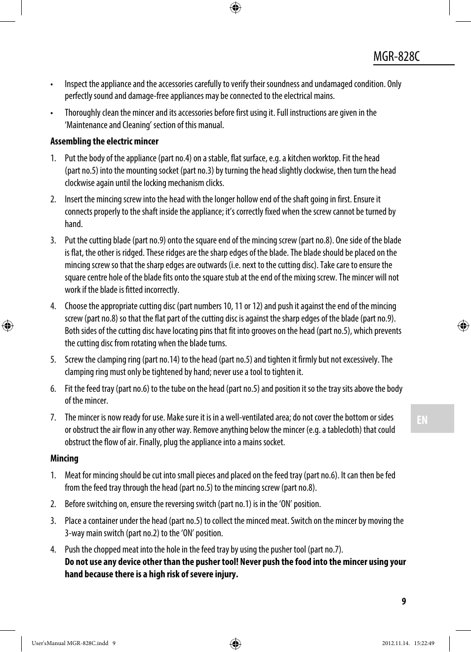 Mgr-828c | Dyras MGR-828C User Manual | Page 9 / 57