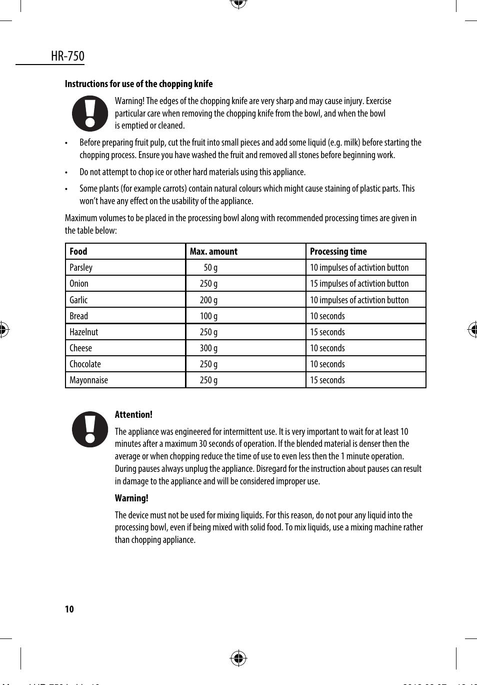 Hr-750 | Dyras HR-750 User Manual | Page 10 / 53