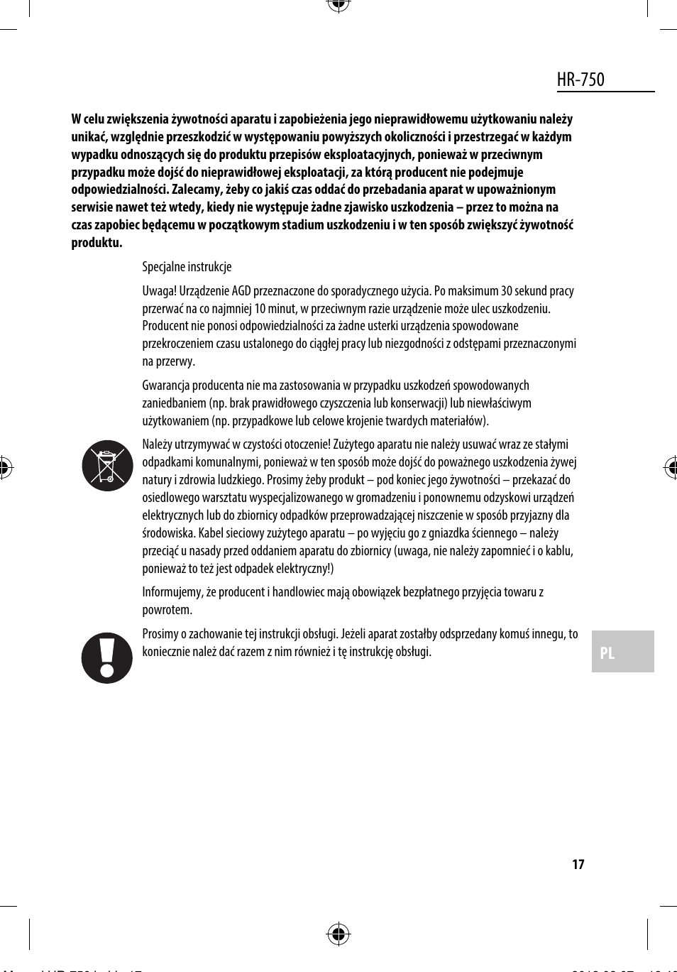Hr-750 | Dyras HR-750 User Manual | Page 17 / 53