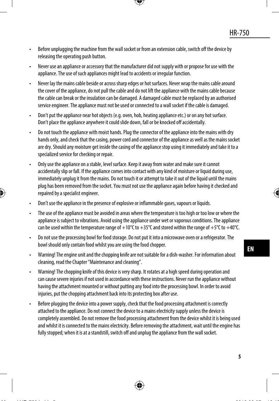 Hr-750 | Dyras HR-750 User Manual | Page 5 / 53